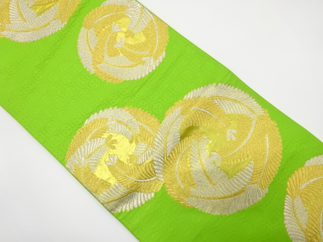 JAPANESE KIMONO / ANTIQUE FUKURO OBI / SILK / WOVEN YOUNG PINE